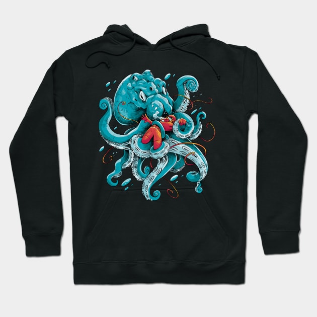 Octopus with a diver, best divers gift and octopus lovers gift Hoodie by AbirAbd